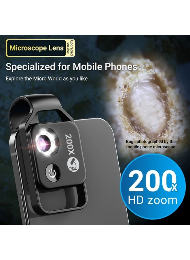 Apexel Black 200X Zoom CPL Mobile LED Fill Light Microscope HD No App Needed - Image 4